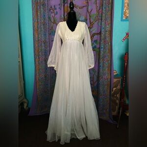 Vintage White Sequined Maxi Dress